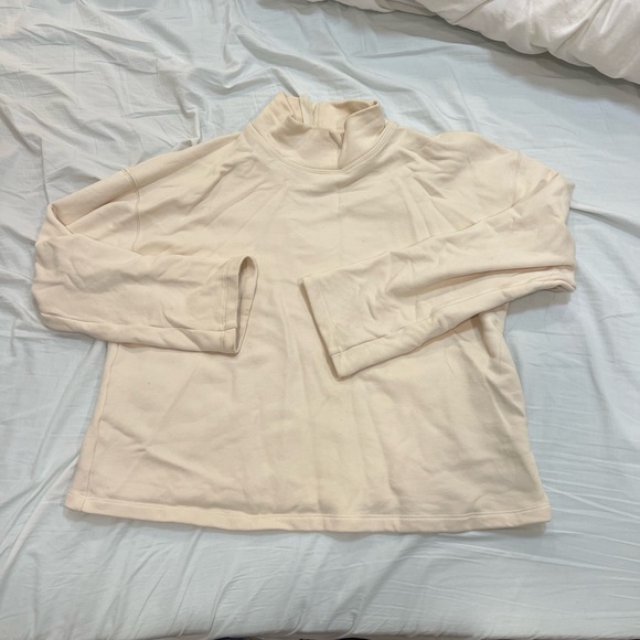 The Group by Babaton Aritzia Brown MockNeck Sweatshirt w/ Pockets Sz S Cotton - Picture 5 of 5